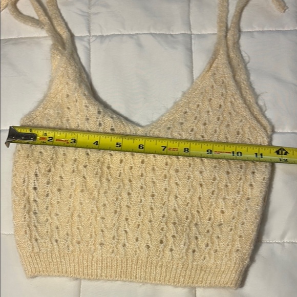 Crochet Cream Crop Top Tie Spaghetti Strap - Picture 7 of 10